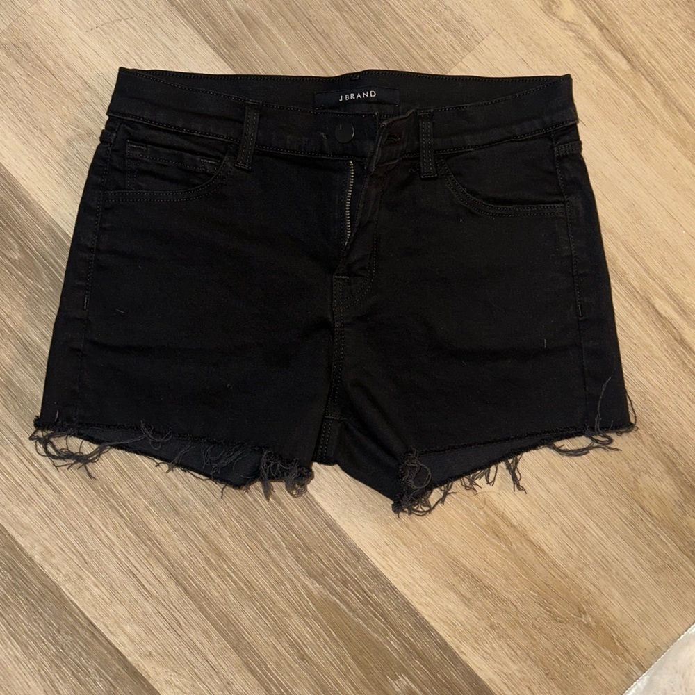 J Brand black stretch Vendetta denim mini shorts
